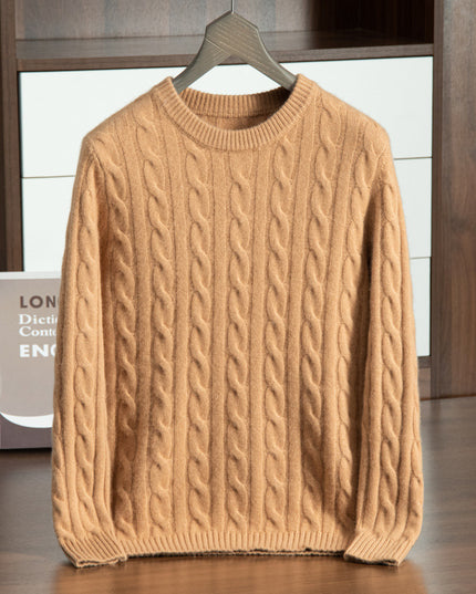 Pure Cashmere Shirt Men's Round Neck Three-strand Thickening