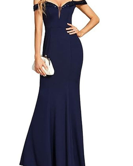 Women's Clothing Off-neck Sling Evening Long Dress