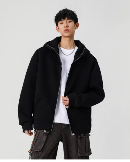 Solid Color Cardigan Sweatshirt Men's Coat