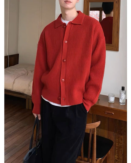 Handsome Idle Style Knitted Cardigan Casual Unisex Style