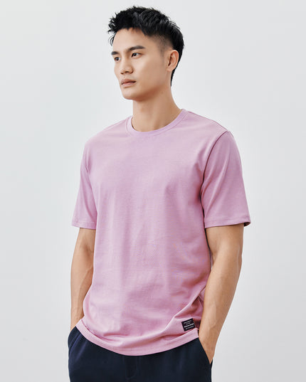 Heavy Cotton Men's Short Sleeve T-shirt American Casual Solid Color Crewneck