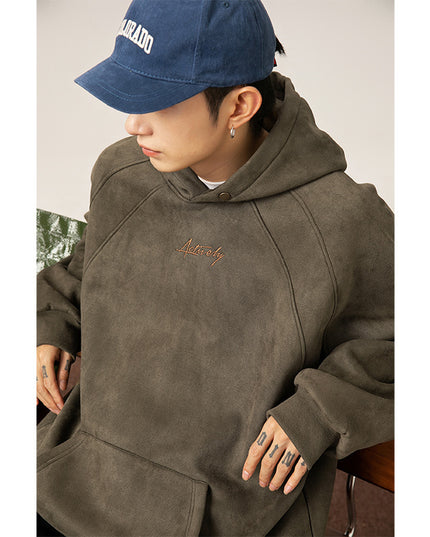 400g Suede Heavy Hooded Sweater Men's Autumn And Winter Split Design