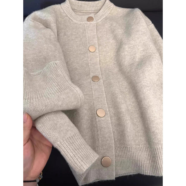 Button Knitted Cardigan Women's Sweater Korean Style Loose Soft Glutinous