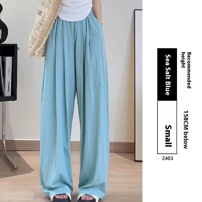 Loose Drape Casual Straight-leg Thin Ice Silk Wide-leg Pants