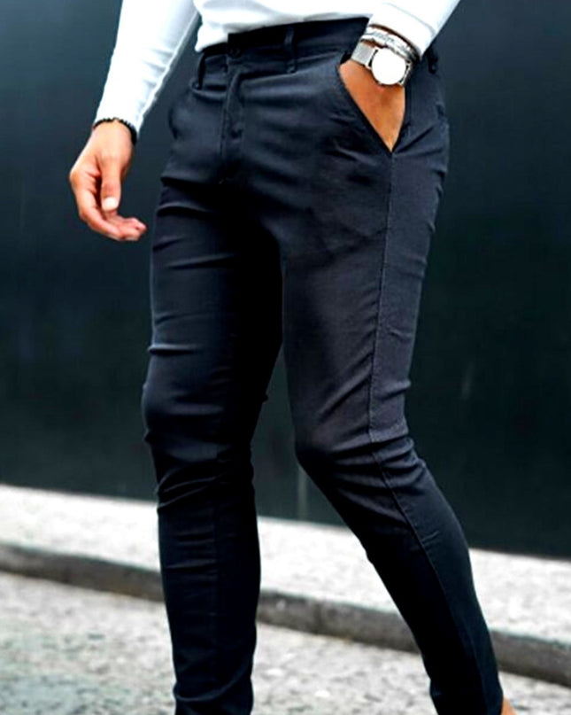 Spring And Autumn Slim Fit Men's Business Casual Pants Long Pants 3D Plaid