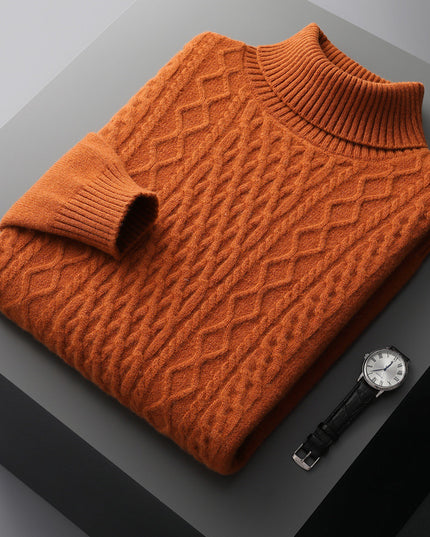 Heavy Industry Thick Cashmere Sweater Men's High Lapel Pullover