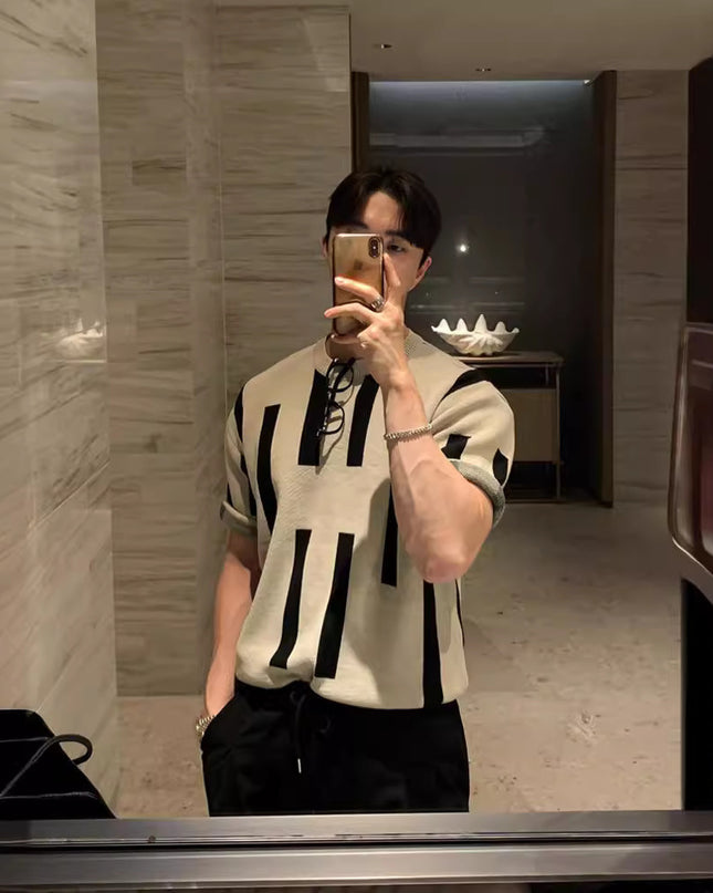 American High Street Round Neck Knitted Short Sleeve T-shirt