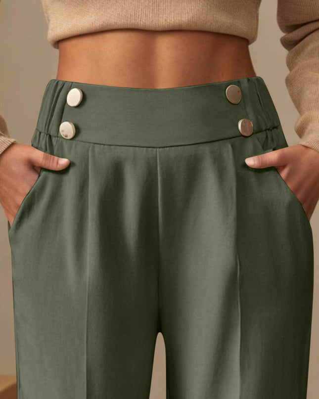 Draping Mop Casual Pants High Waist