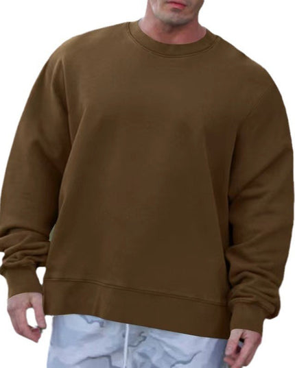 Round Neck Sweater Fleece Light Board Solid Color Pullover