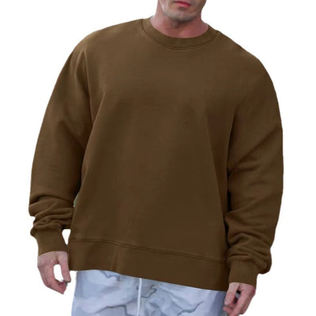 Round Neck Sweater Fleece Light Board Solid Color Pullover