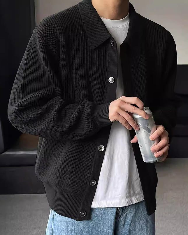 Fashion Solid Color Simple Men's Knitwear Cardigan Sweater Coat