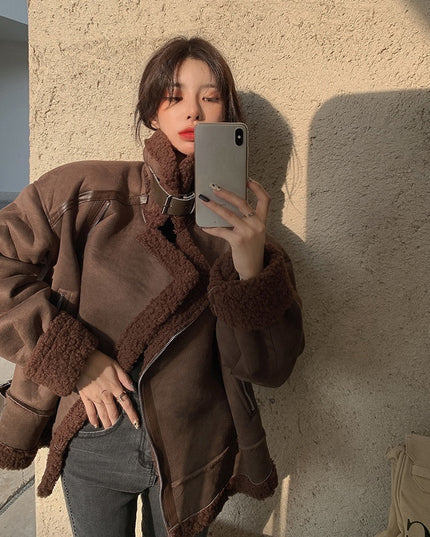 Women's Thickened Lamb Wool Short Coat