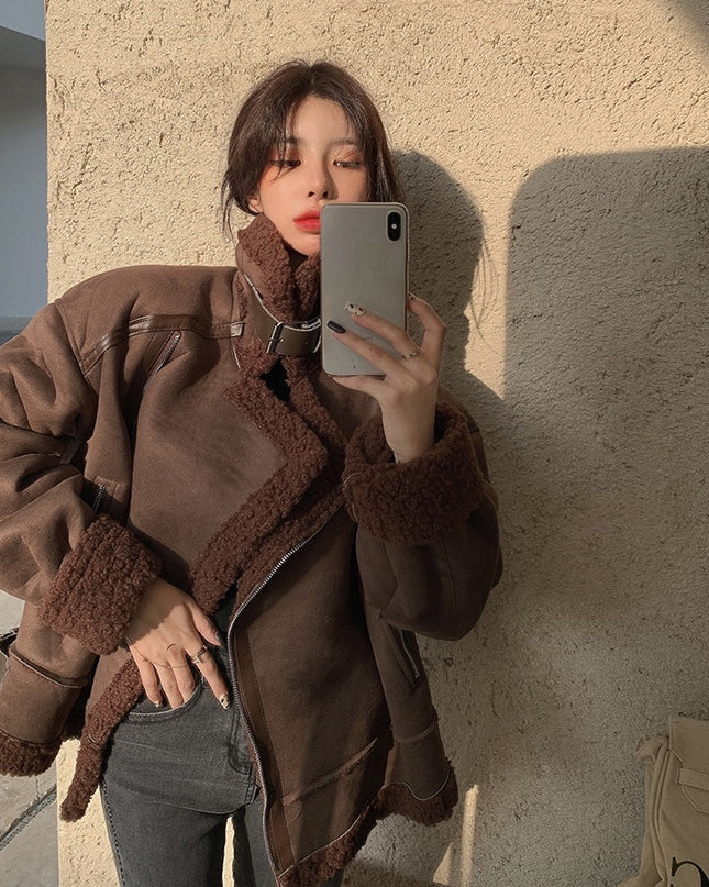 Women's Thickened Lamb Wool Short Coat