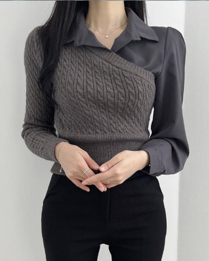 New Korean Style Stitching Temperament Top