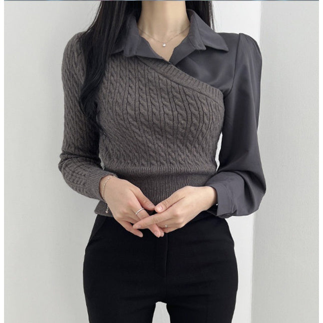 New Korean Style Stitching Temperament Top