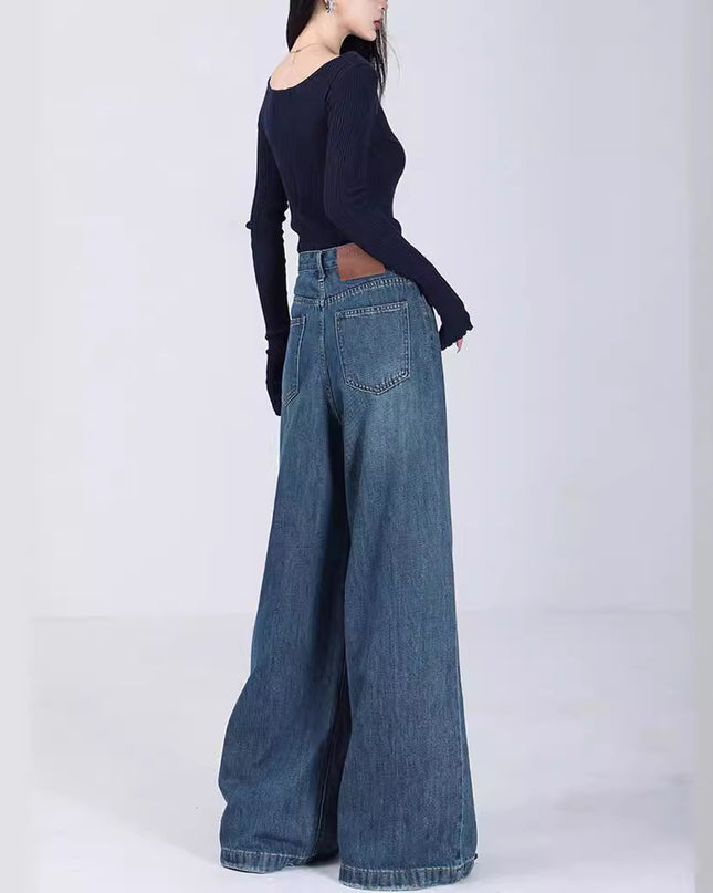 Women's Loose Jeans Straight Mopping Pants