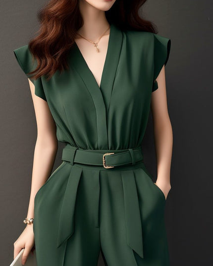 Women's High-grade Green Jumpsuit For Spring And Summer Chic Chanel-style