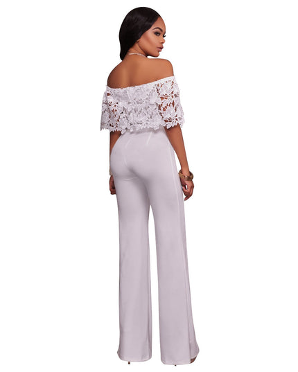 Sexy Tight One-neck Water-soluble Embroidered Jumpsuit