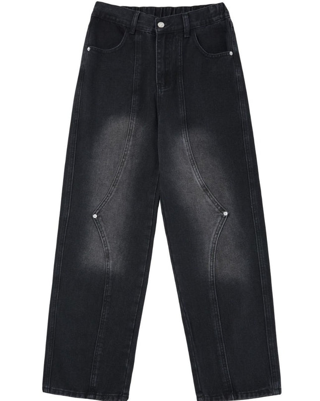 Men's Retro Patchwork Beaded Loose Jeans