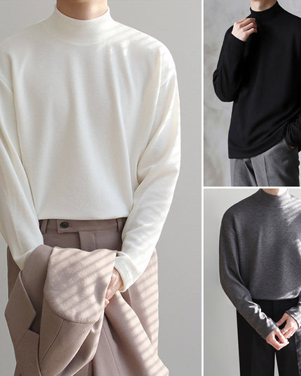 Half Turtleneck Bottoming Shirt Men's Pure Cotton Long Sleeve T-shirt