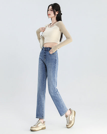All-match Cropped Straight Jeans For Women
