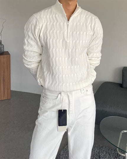 Half Turtleneck Zipper High-grade Lazy Pullover Long Sleeve Sweater