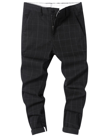 Casual Pants Men's Simple Plaid Slim Fit Straight-leg Trousers