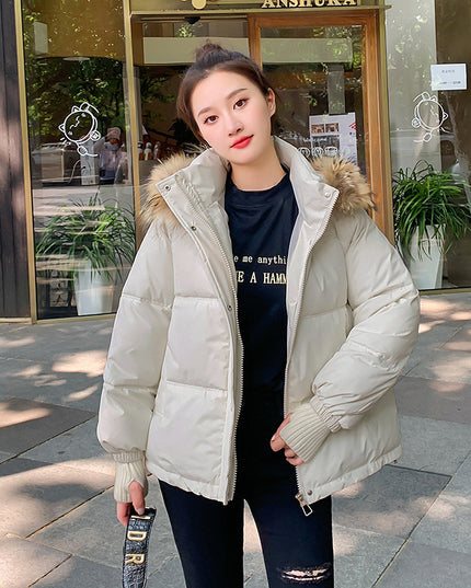 Loose Hooded Gloves Thickened Thermal Quilted Jacket Coat For Women