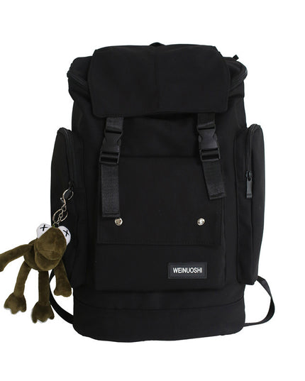 Tooling Style Flap Backpack, Contrast Color And Large Capacity