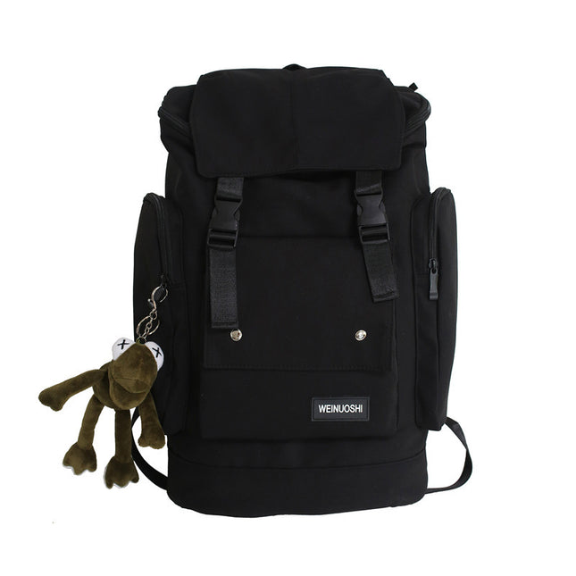 Tooling Style Flap Backpack, Contrast Color And Large Capacity