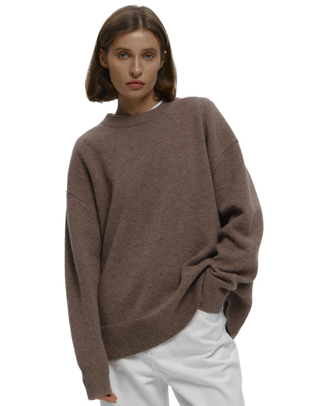 Loose And Warm Simple Pullover Solid Color Knitted Sweater