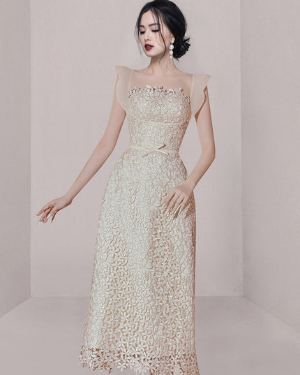 Small Group Temperament Patchwork Lace High Waisted Dress