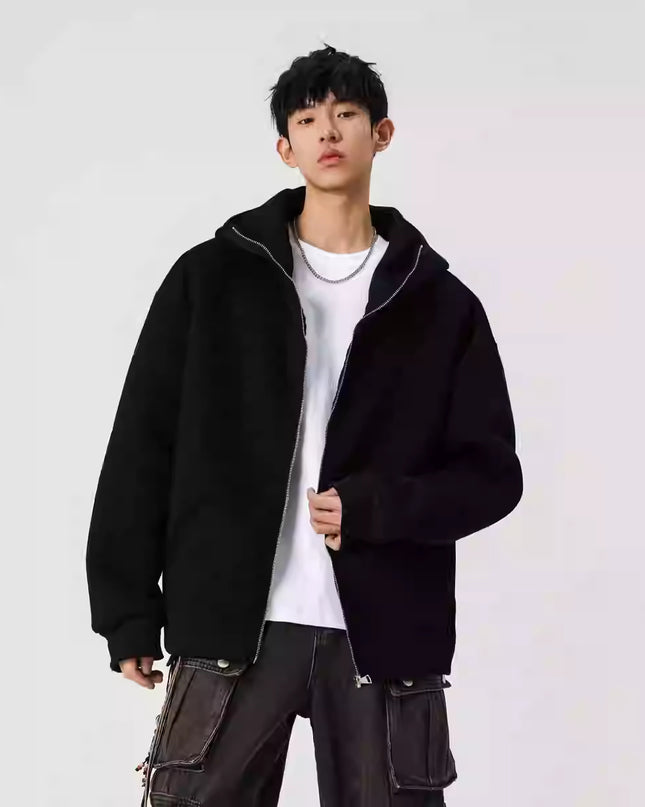 Solid Color Cardigan Sweatshirt Men's Coat