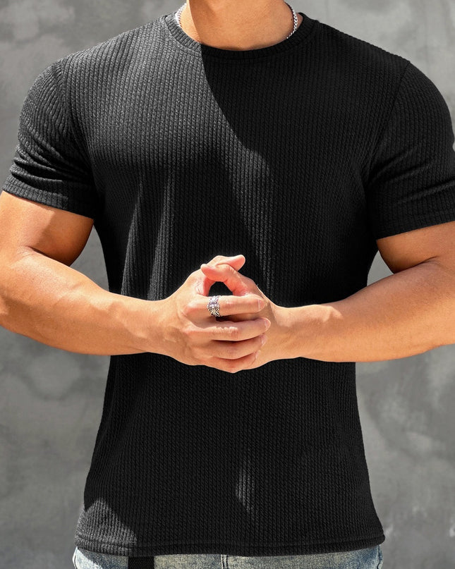Sports And Fitness Short Sleeved Men's Textured Quick Drying T-shirt