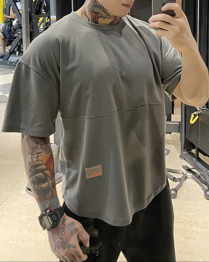 Muscle Fitness Shirt Men's Sports Short Sleeve Loose Breathable T-shirt