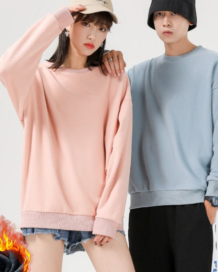 Pullover Solid Color With Fur Sweater Men's Loose Couple Sweater