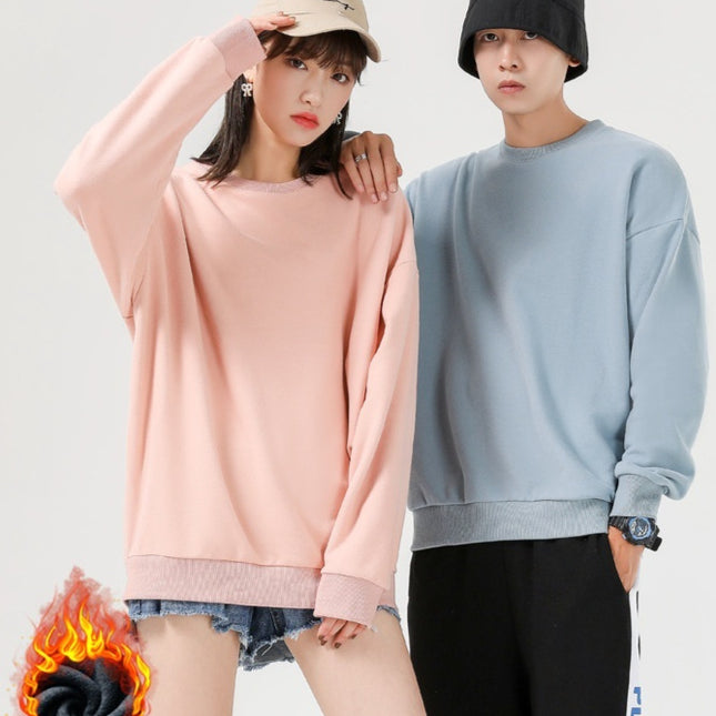 Pullover Solid Color With Fur Sweater Men's Loose Couple Sweater