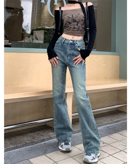 Retro Straight Jeans High Waist Wide Leg Trousers
