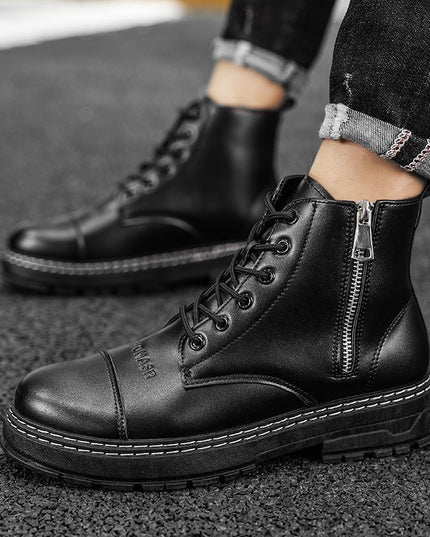 Men's Casual Leather Boots Increase Leather Shoes