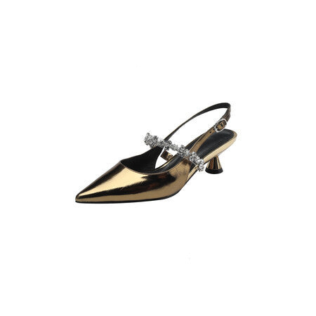 Summer Pointed Toe Strap Mid Heel Toe Box Sandals