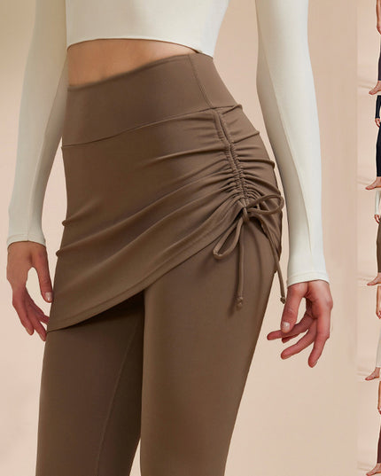 Short Skirt Design Yoga Pants Fake Two-piece Anti-exposure Butt-covering Seamless High-waisted Leggings For Dance Sports Fitness Pants