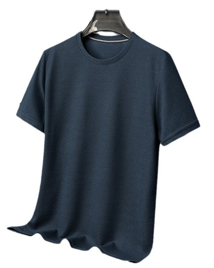 Summer Solid Color Men's Polyester Round Neck T-shirt