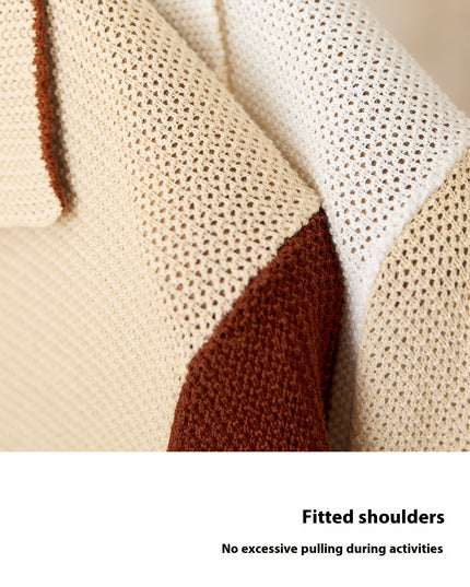 Hollow Cotton And Linen Lapel Short-sleeved Cardigan Knitted Top