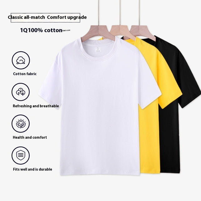 Solid Color Short Sleeve T-shirt Cotton Men's Round Neck Half Sleeve