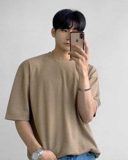 Solid Color Cotton Round Neck Half Sleeve T-shirt Top