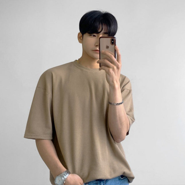 Solid Color Cotton Round Neck Half Sleeve T-shirt Top