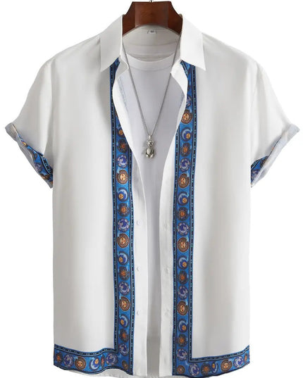 Casual All-matching Fashion Geometric Trend Short Sleeve Shirt