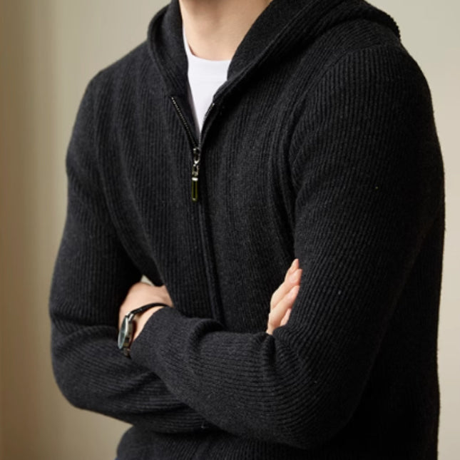 Men's 100 Pure Wool Hooded Cardigan New Autumn And Winter Sweaters