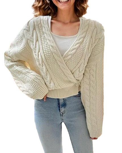 Autumn And Winter Diagonal Cardigan Cross Non-specification V-neck Sweater