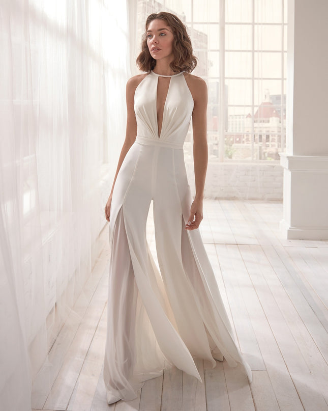 Sexy Deep V Halter Jumpsuit Casual Trousers